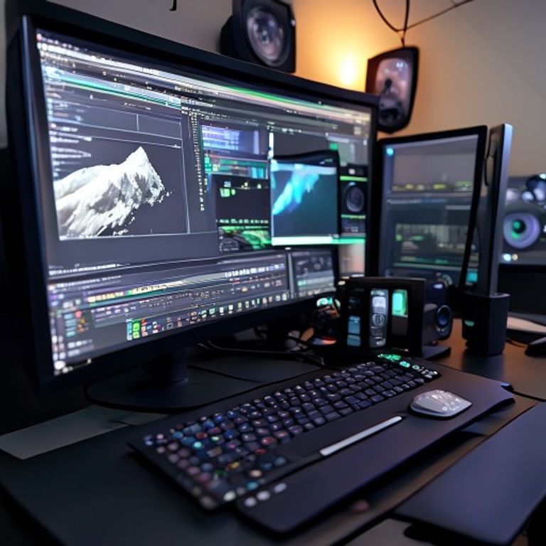 A professional colorist working on HDR display standards in a dark studio.